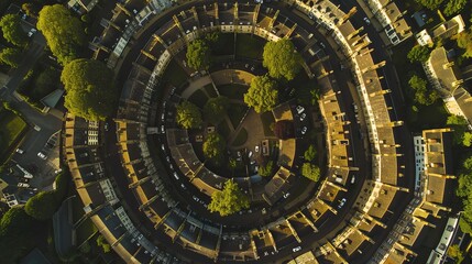 Fototapeta premium Aerial View of Circular Housing Complex