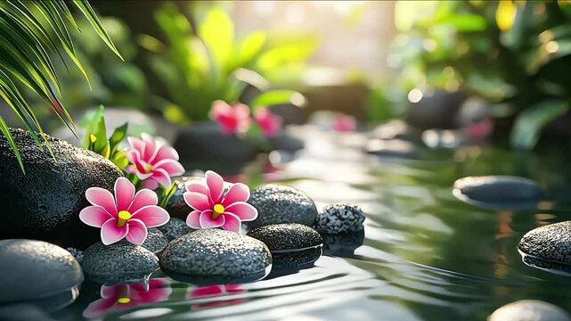 Tranquil spa scene with serene environment and calming elements