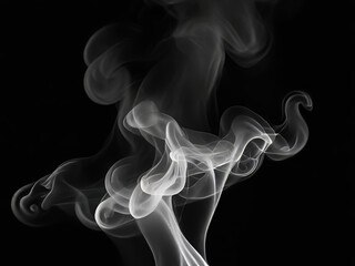 Obraz premium Elegant Swirls of White Smoke Against a Dark Background.