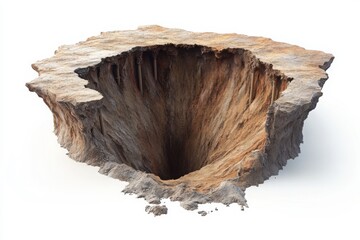 Deep vertical sinkhole with exposed rock walls