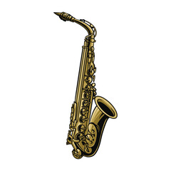 Obraz premium Saxophone Music Classic Vintage Design Art Illustration Decoration Element Vector
