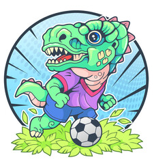 Funny dinosaur sportsman