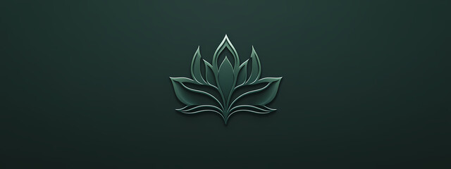 Elegant Embossed Floral Logo on Dark Green Background