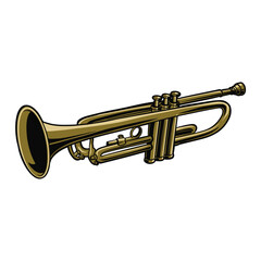 Trumpet Music Classic Vintage Design Art Illustration Decoration Element Vector