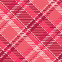 Cool fabric tartan textile, gentle texture check background. Teen vector seamless pattern plaid in red and light colors.
