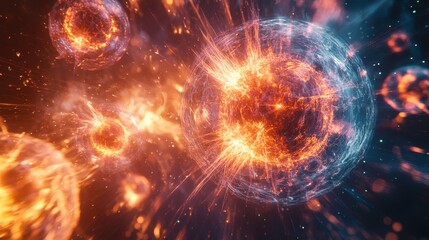 Detailed view of the isotopic changes in uranium during nuclear fission, emphasizing energy release