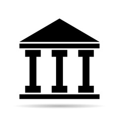 Building university architecture shadow icon, museum roman symbol, flat design vector illustration