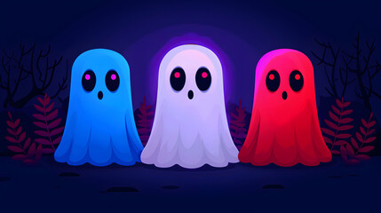 Obraz premium Happy Halloween Vector Greeting Card With Cartoon