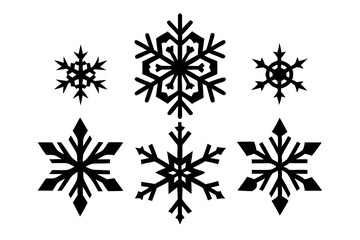 Snowflake variations icon collection. Snowflakes white ice crystal on white background. Winter symbol. Christmas logo sign.