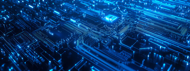 Tech-Inspired Blue Circuit Art