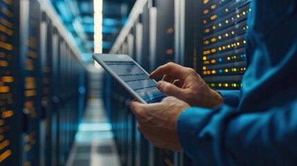 Technician Monitoring Server Room