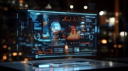 Fototapeta premium Hologram Portfolio Management Interface Showcasing Actionable Insights for Informed Financial Decision Making
