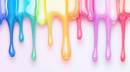 Close up pastel colorful paint dripping isolated on white background. AI generated