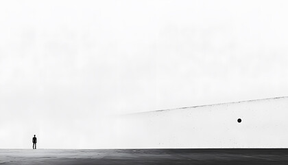 A large expanse of blank space with just a tiny dot or small shape in the corner, emphasizing minimalism