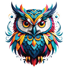 Fototapeta premium Colorful owl in geometric style vibrant colors illustration perfect for modern wall art