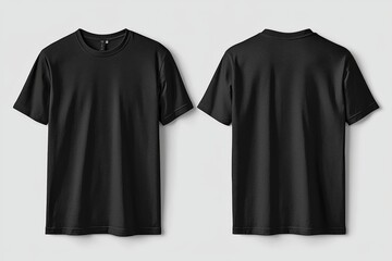 Black Tshirt Mockup Front and Back Isolated created with Generative AI