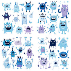 set of funny monsters