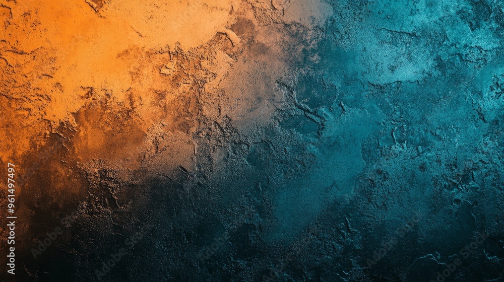 Poster a textured background with a teal, orange, and black color gradient, perfect for adding a unique and