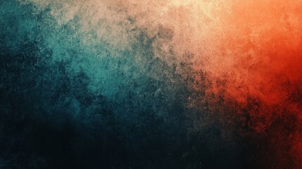 Fototapeta premium A textured background with a gradient of teal, orange, and black colors. This background image symbolizes creativity, transition, energy, and abstract art. It can be used for various design projects, 