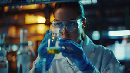 Scientist Examining Liquid in Laboratory