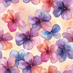 Fototapeta premium Seamless watercolor pattern consisting of a variety of watercolor flowers.