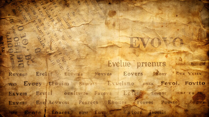 Fototapeta premium Mysterious Ancient Text on Aged Paper Texture An intriguing image of old, weathered paper with cryptic writing and the word 