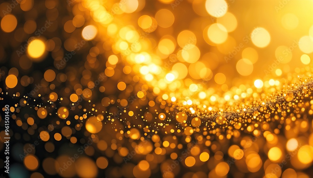 Poster abstract background with warm golden glow bokeh festive