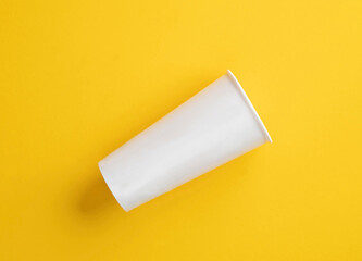 paper cup mock up on yellow background