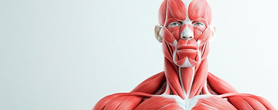 Muscle architecture, pennate and fusiform muscle fiber arrangements, functional anatomy, 3D illustration