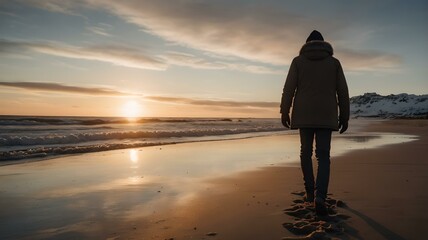 A Winter Walk Along the Snow-Covered Scandinavian Coastline