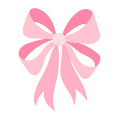 A pink ribbon with a bow is drawn on a white background. The ribbon is drawn in a way that it looks like it is being tied, and it is pink in color