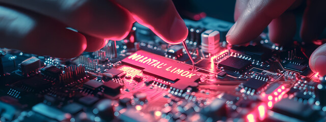 High-Tech Circuit Repair with Glowing Elements