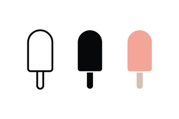 Popsicle ice cream icon symbol. Ice cream with stick vector. Ice lolly dessert icon set.