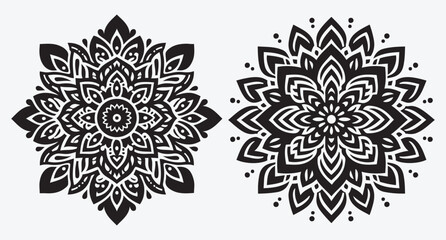 Elegant Floral Mandala Pattern Silhouettes Collection of Abstract Floral Ornaments