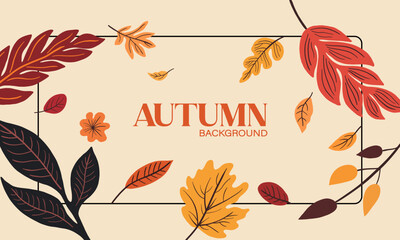 Autumn background illustration vector. Flat background of autumn. Botanical plant floral background