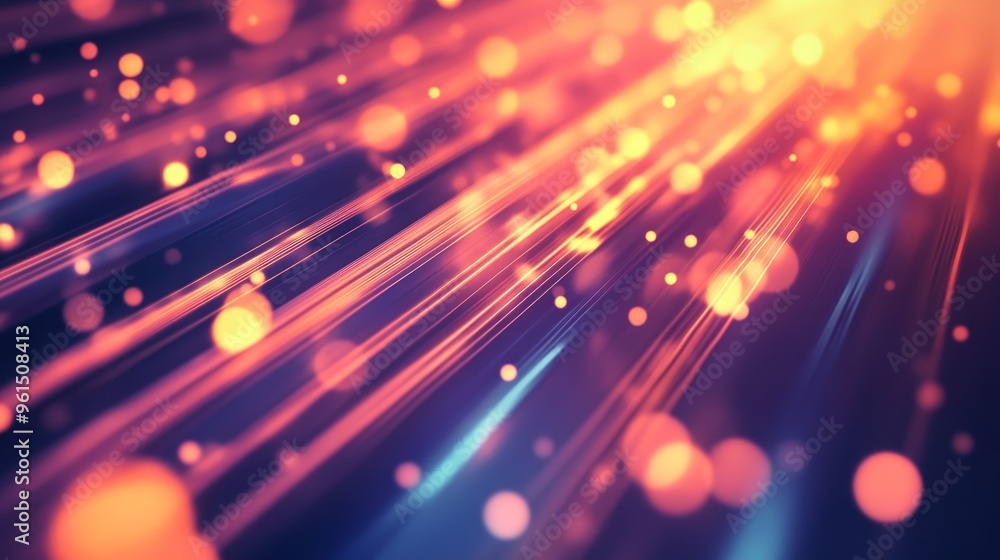Poster an abstract background image with blurred lights and lines, symbolizing movement, energy, technology