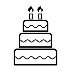Sweet cake icon, bakery dessert food symbol, happy birthday day graphic vector illustration