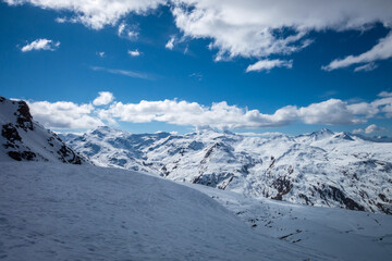 Ski slopes and mountains of Les Menuires in the french alps