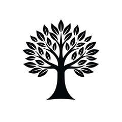 Obraz premium Elegant black tree icon vector illustration, perfect for logos, branding, decor, and nature-themed designs. A versatile and stylish graphic for various creative projects.