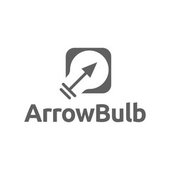 Simple electrical bulb with arrow symbol logo.
