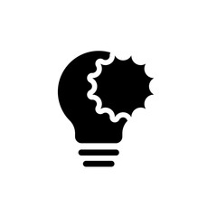 Sun and Light bulb icon idea creativity solution concept simple black and white logo design