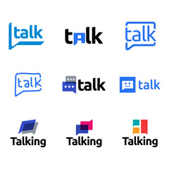 Set of Modern Chat Talk Logo Design Vector Template
