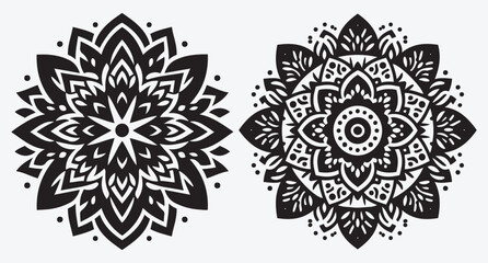 Elegant Floral Mandala Pattern Silhouettes Collection of Abstract Floral Ornaments