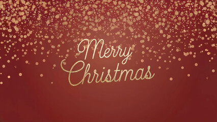 Elegant Christmas Greeting with Gold Lettering and Falling Glitter on a Deep Red Background