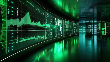 3d rendering of stock exchange trading graph on digital screen background.