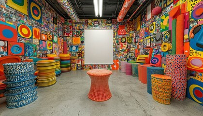 Colorful Circular Abstract Art Installation in a Room
