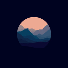 nature landscape panorama in circle illustration.