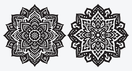 Elegant Floral Mandala Pattern Silhouettes Collection of Abstract Floral Ornaments