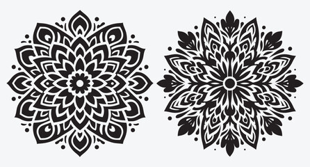 Elegant Floral Mandala Pattern Silhouettes Collection of Abstract Floral Ornaments