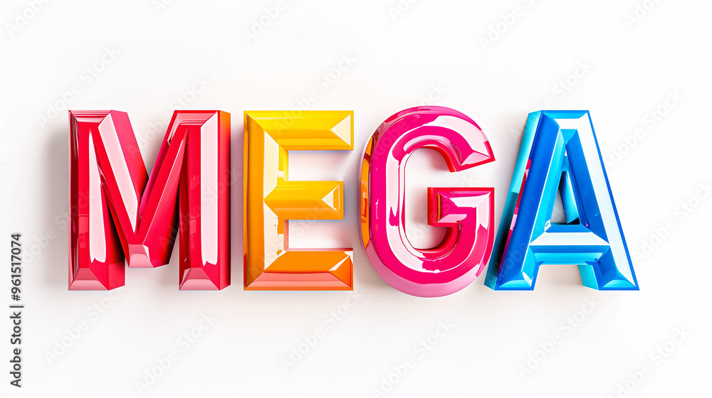 Poster 3d text design with colorful megaphone effect suitable for graphic design projects and promotional m